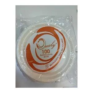 PLATO REUT.PLASTICO CREMA  22CM 100U