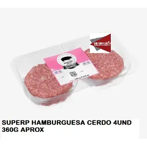 SUPERP HAMBURGUESA CERDO 4UND 360G APROX