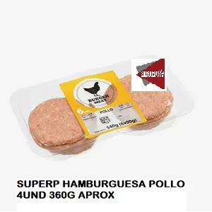 SUPERP HAMBURGUESA POLLO 4UND 360G APROX