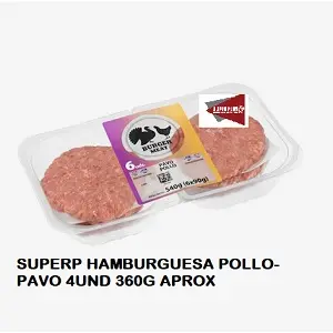 SUPERP HAMBURGUESA POLLO-PAVO 4UND 360G APROX