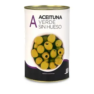 JJJ ACEITUNAS VERDE SIN HUESO HOJIBLANCA 280/320 LATA 5KG
