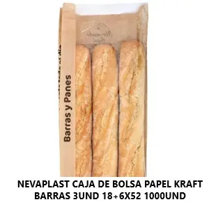 NEVAPLAST CAJA DE BOLSA PAPEL KRAFT BARRAS 3UND 18+6X52 1000UND