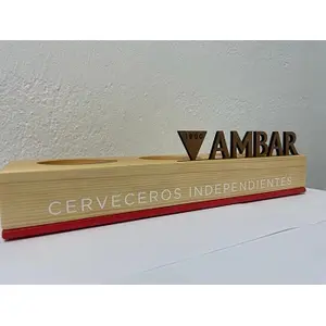 AMBAR EXPOSITOR BARRA 3 BOTELLAS MADERA